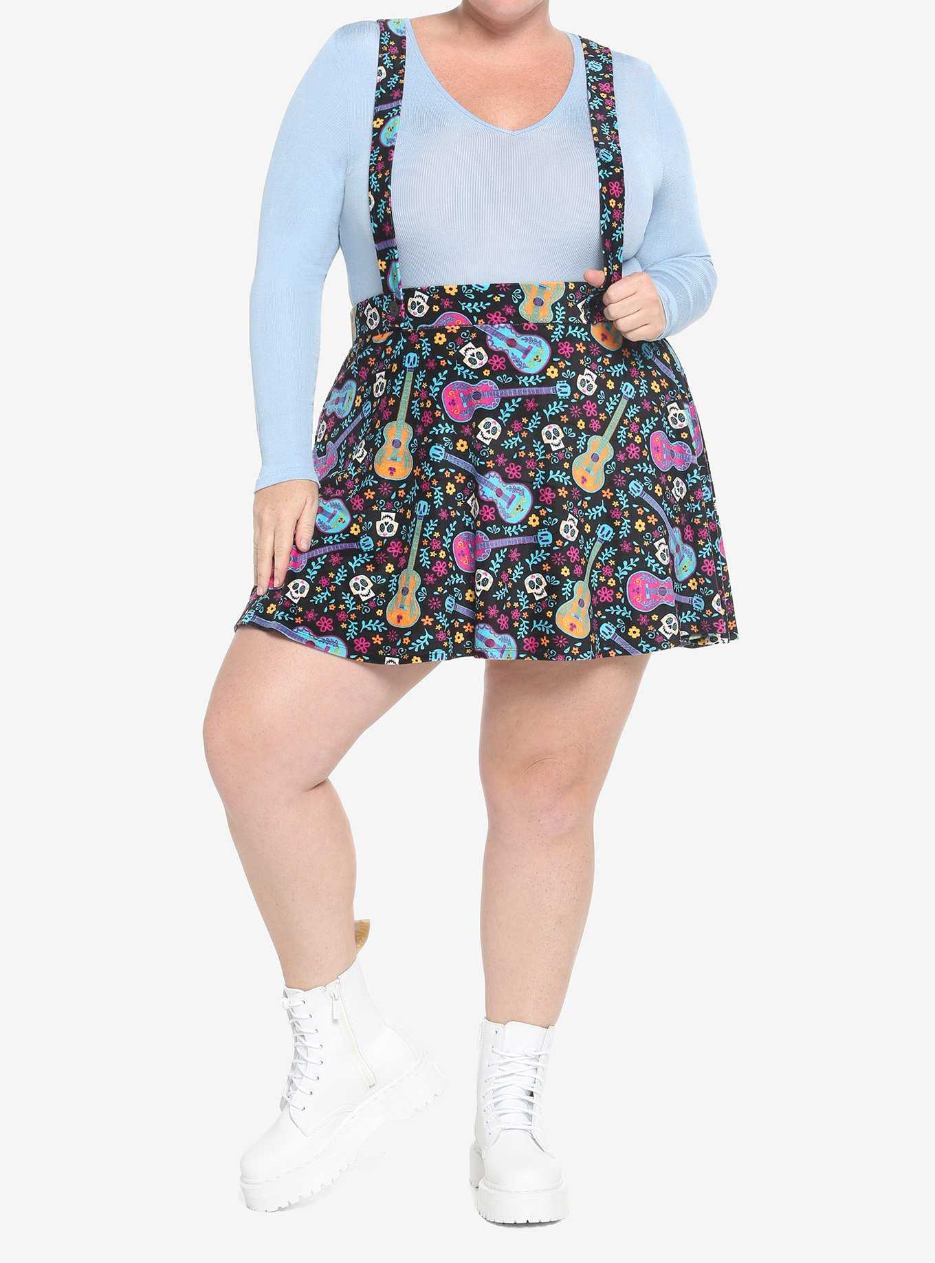 Disney Pixar Coco Sugar Skull & Guitar Velvet Suspender Skirt Plus Size, , hi-res