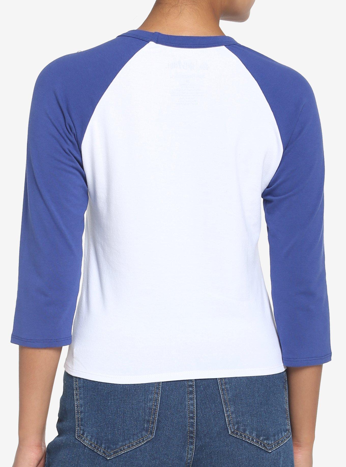 Harry Potter Ravenclaw Varsity Crop Raglan T-Shirt, BLUE  WHITE, alternate