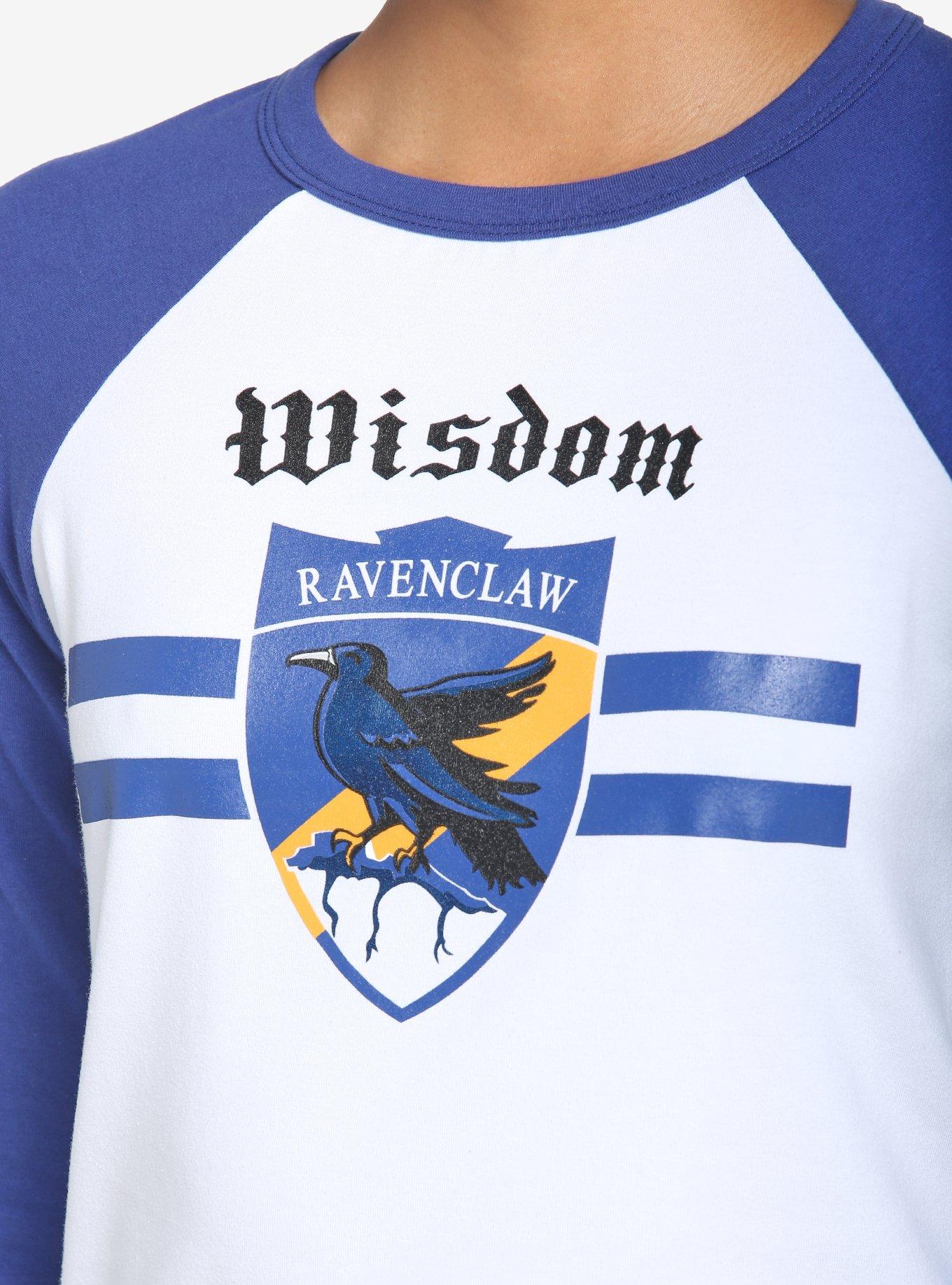 Harry Potter Ravenclaw Varsity Crop Raglan T-Shirt, BLUE  WHITE, alternate