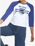 Harry Potter Ravenclaw Varsity Crop Raglan T-Shirt, BLUE  WHITE, alternate