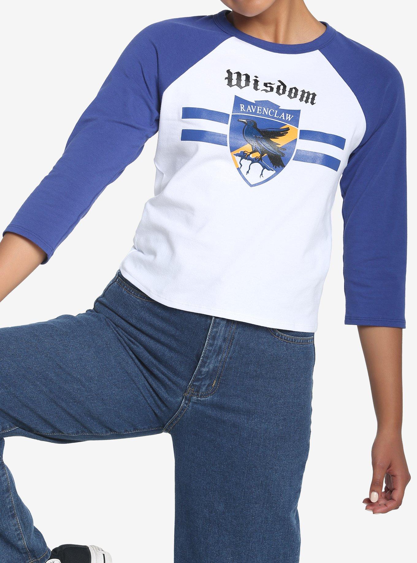 Harry Potter Ravenclaw Varsity Crop Raglan T-Shirt, BLUE  WHITE, alternate