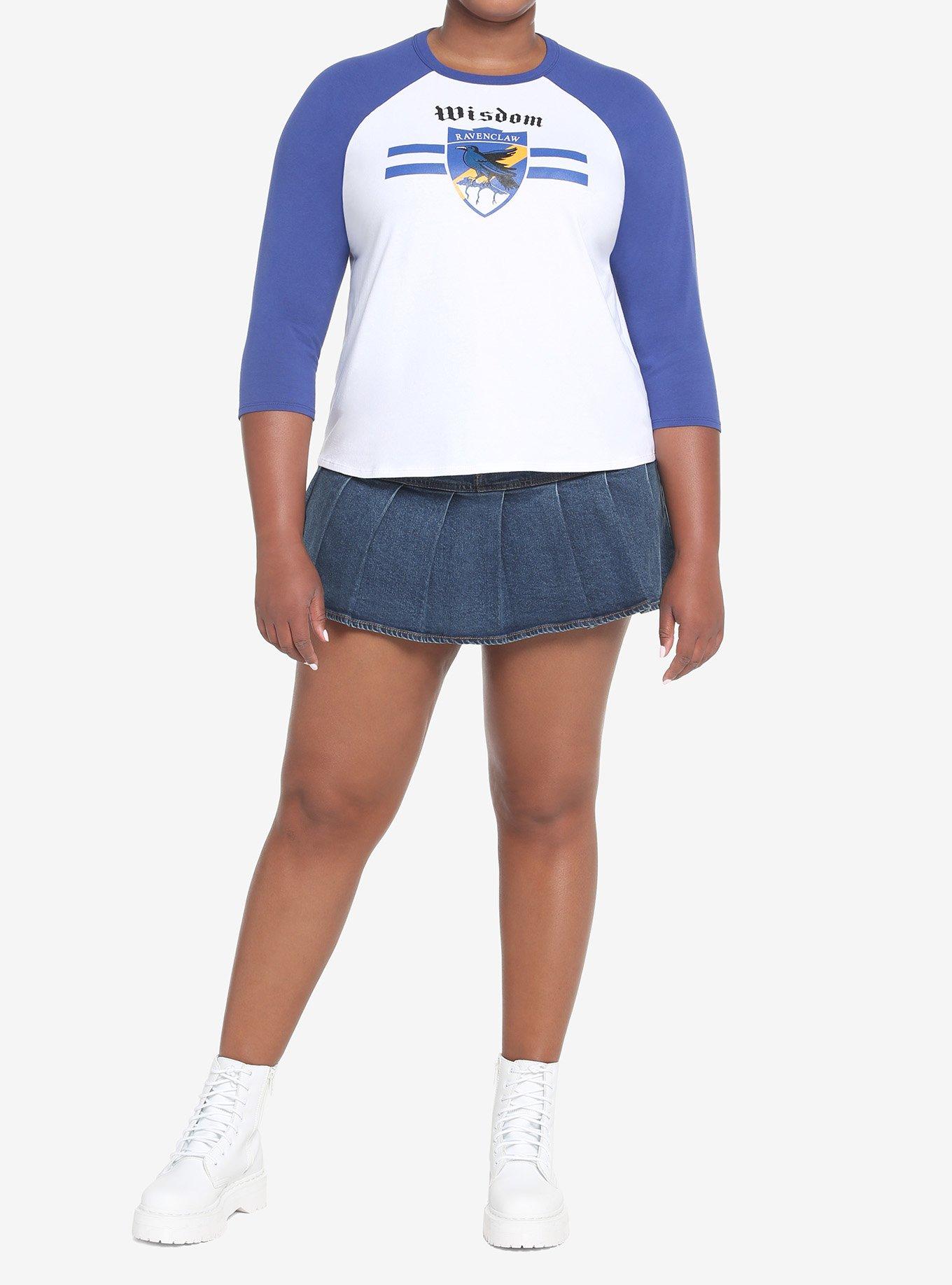 Harry Potter Ravenclaw Varsity Crop Raglan T-Shirt Plus Size, BLUE  WHITE, alternate