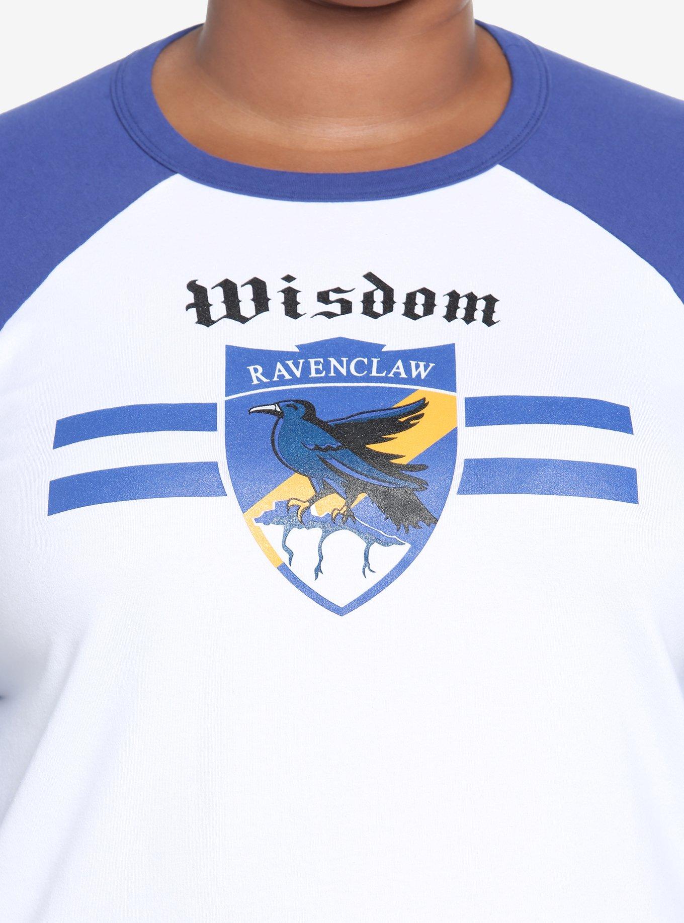 Harry Potter Ravenclaw Varsity Crop Raglan T-Shirt Plus Size, BLUE  WHITE, alternate