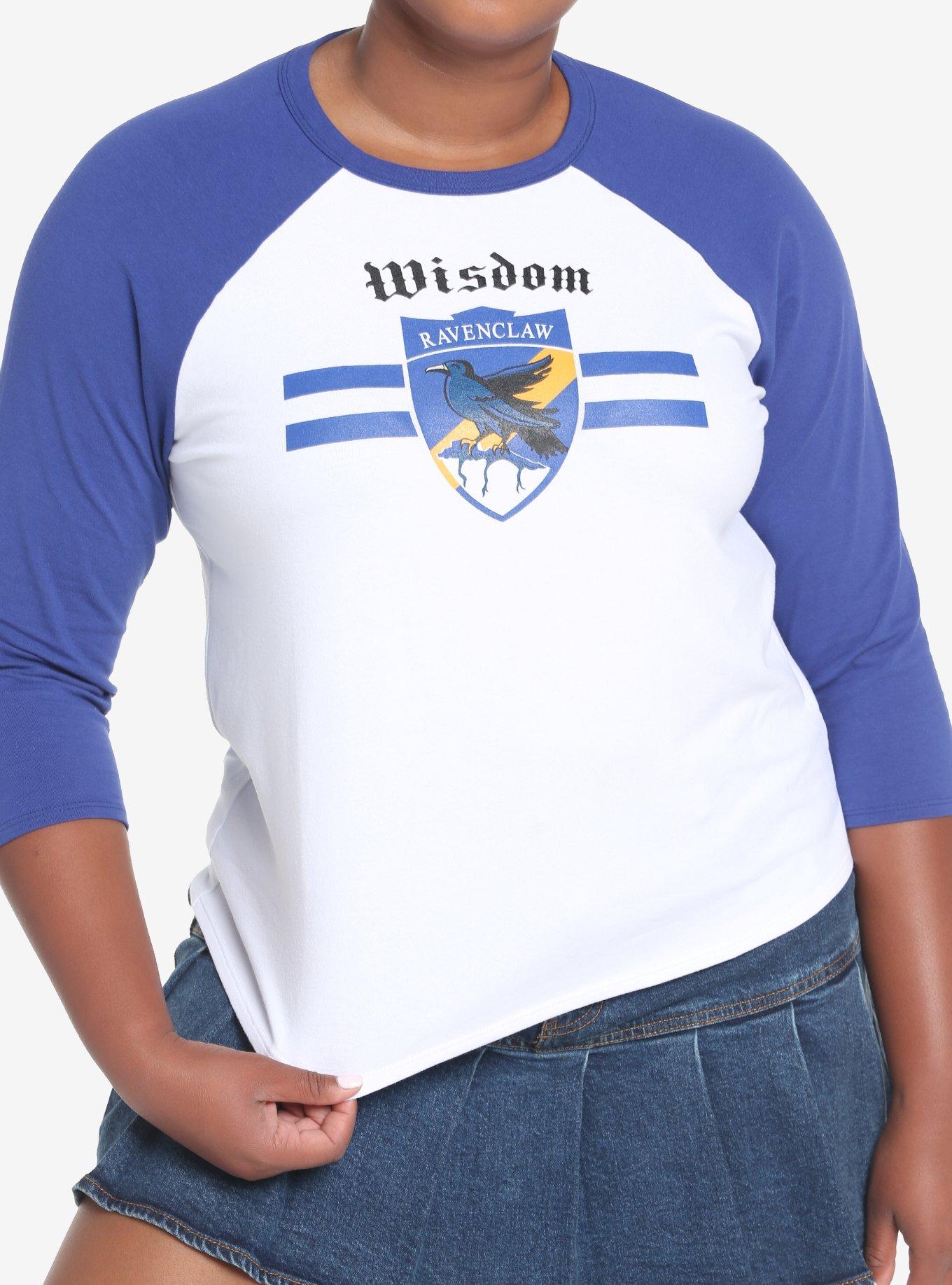 Harry Potter Ravenclaw Varsity Crop Raglan T-Shirt Plus Size, BLUE  WHITE, alternate