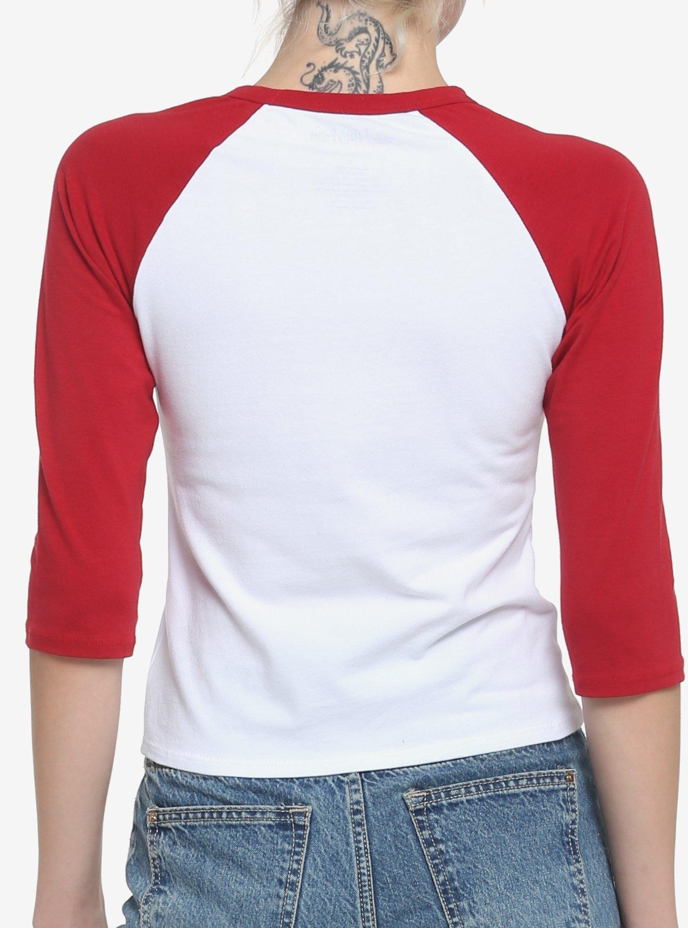 Harry Potter Gryffindor Varsity Raglan Crop T-Shirt, RED  WHITE, alternate