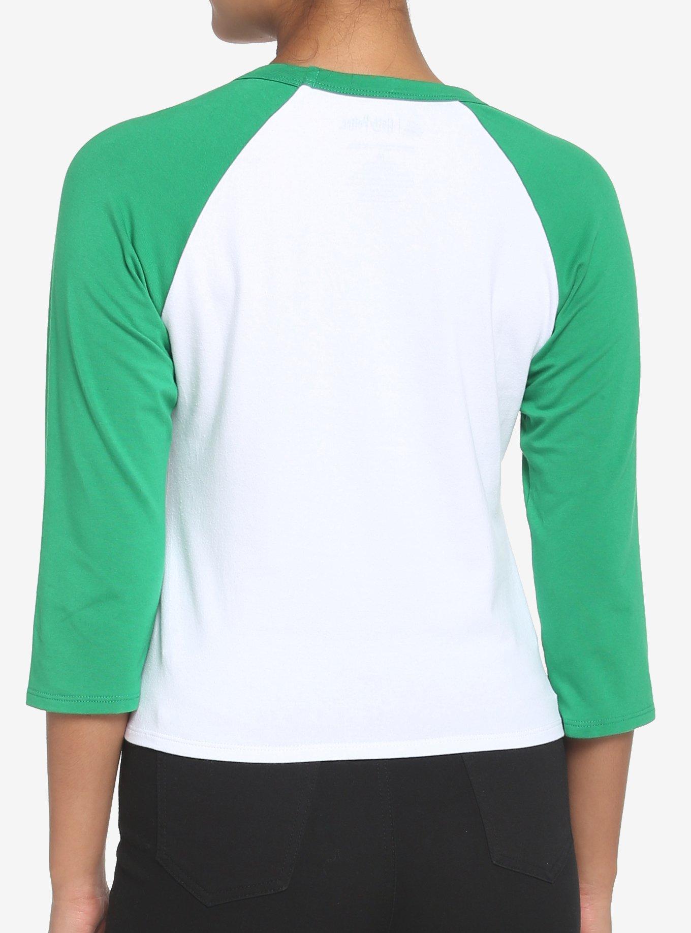Harry Potter Slytherin Varsity Crop Raglan T-Shirt, GREEN  WHITE, alternate