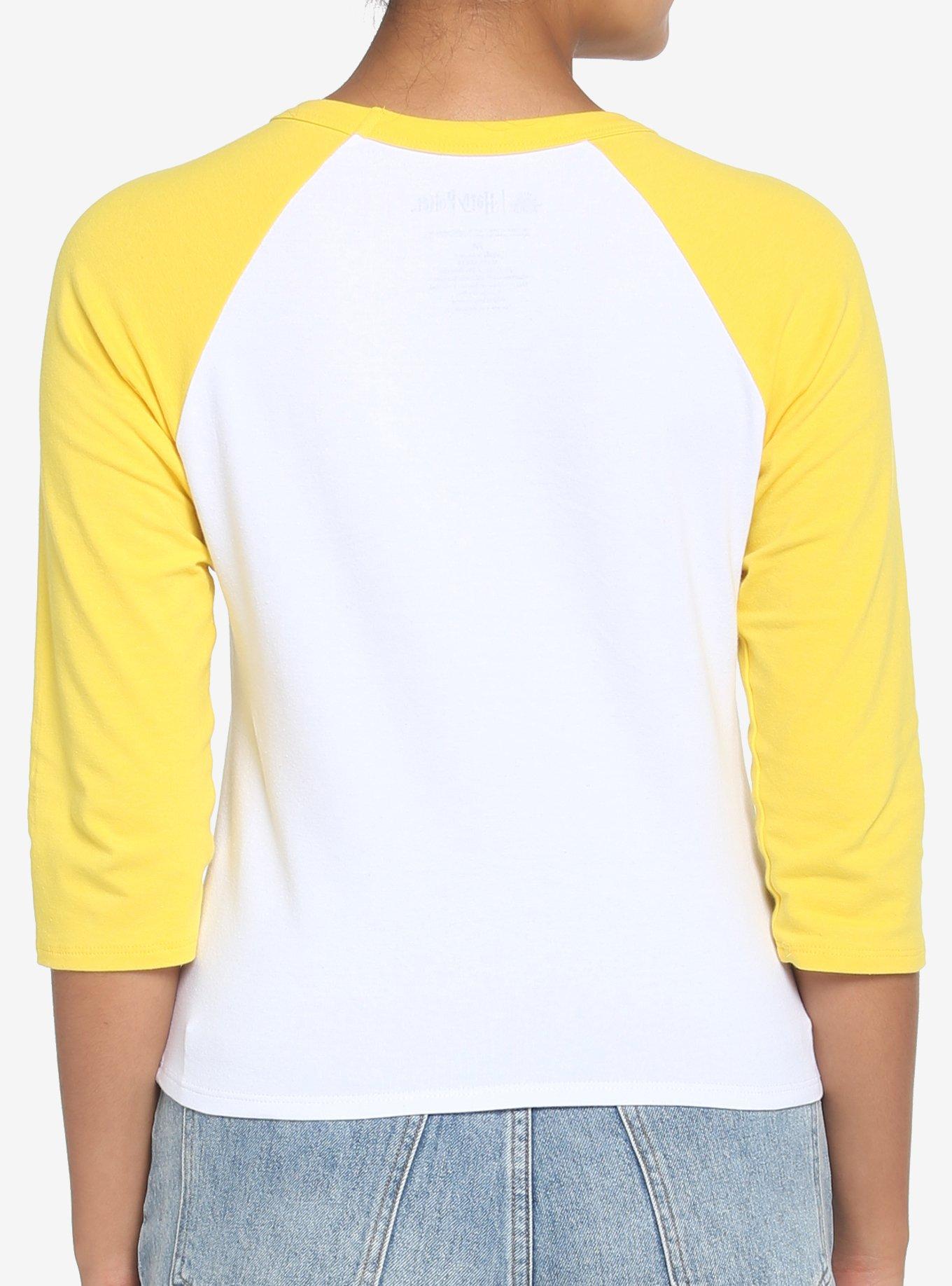 Harry Potter Hufflepuff Varsity Crop Raglan T-Shirt, IVORY  GOLD, alternate