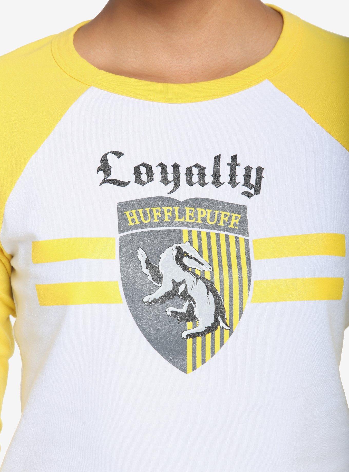 Harry Potter Hufflepuff Varsity Crop Raglan T-Shirt, IVORY  GOLD, alternate