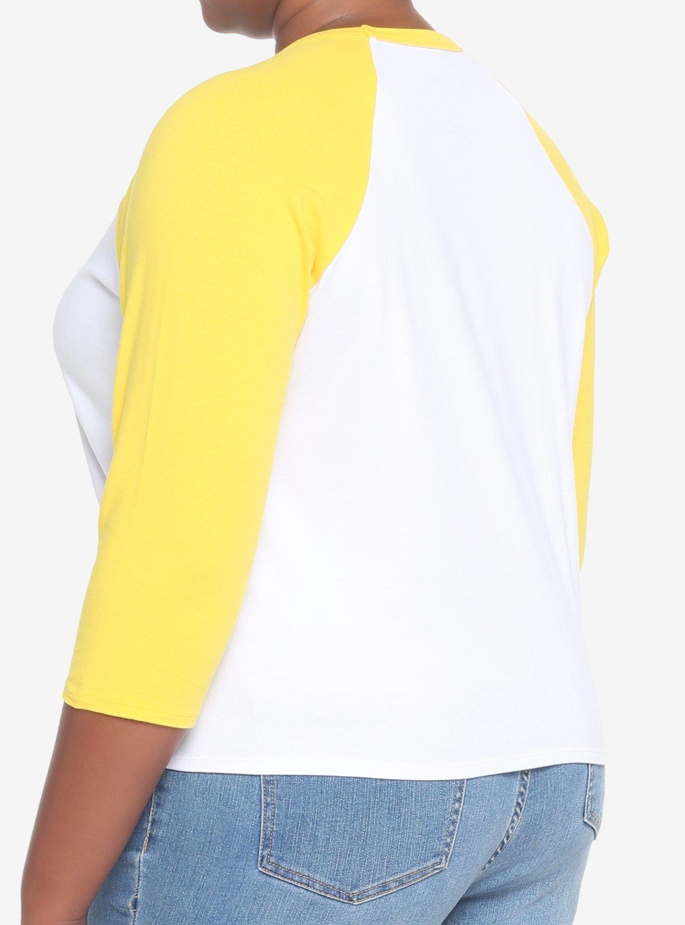 Harry Potter Hufflepuff Varsity Crop Raglan T-Shirt Plus Size, IVORY  GOLD, alternate