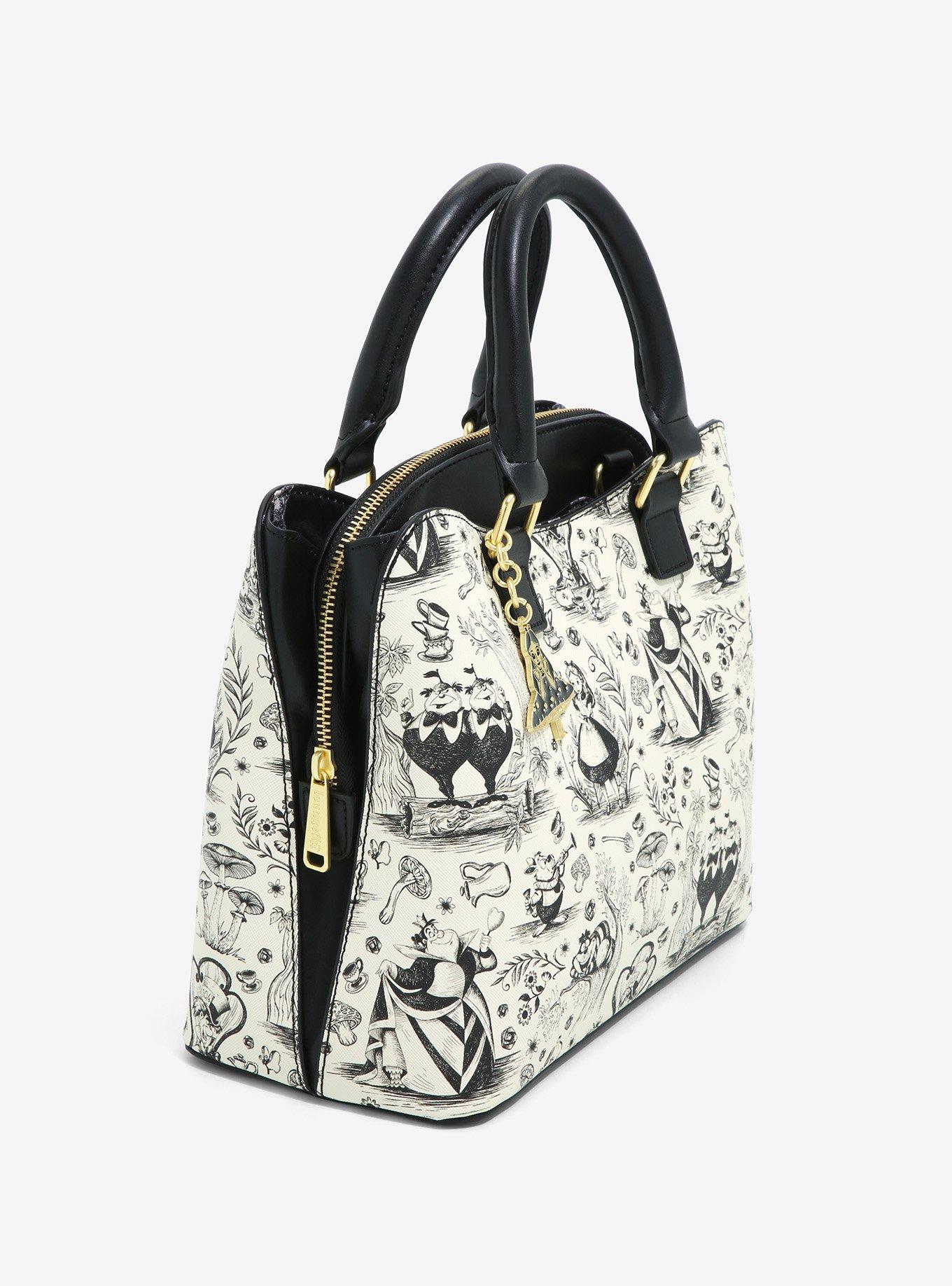 Loungefly Alice in Wonderland Line Art Allover Print Handbag - BoxLunch Exclusive, , alternate