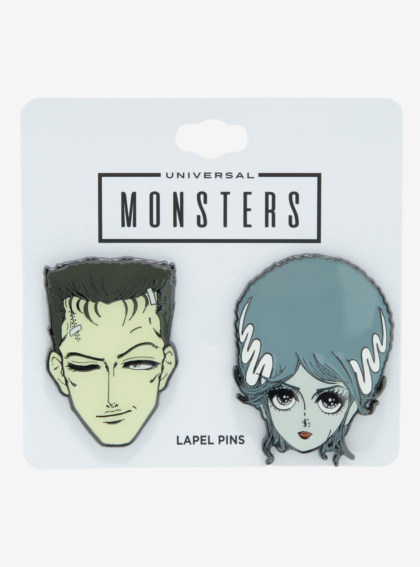 Universal Monsters The Bride Of Frankenstein Couple Anime Enamel Pin Set, , alternate