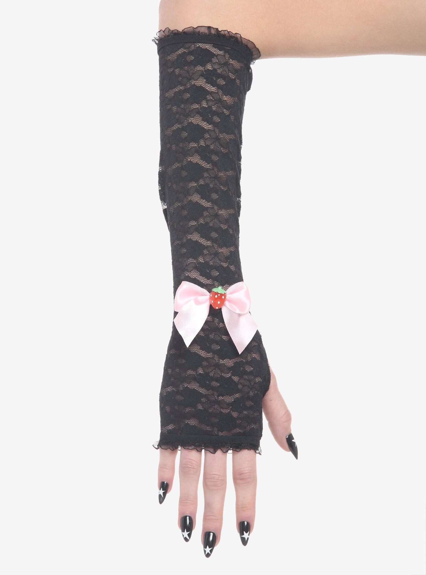 Black Lace & Strawberries Arm Warmers, , alternate