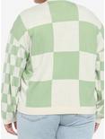Cottagecore Patch Checkered Oversized Cardigan Plus Size, MULTI, alternate