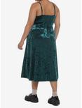 Green Velvet Midi Slip Dress Plus Size, BOTANICAL GREEN, alternate