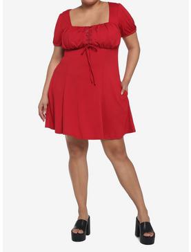 Red Empire Waist Dress Plus Size, , hi-res