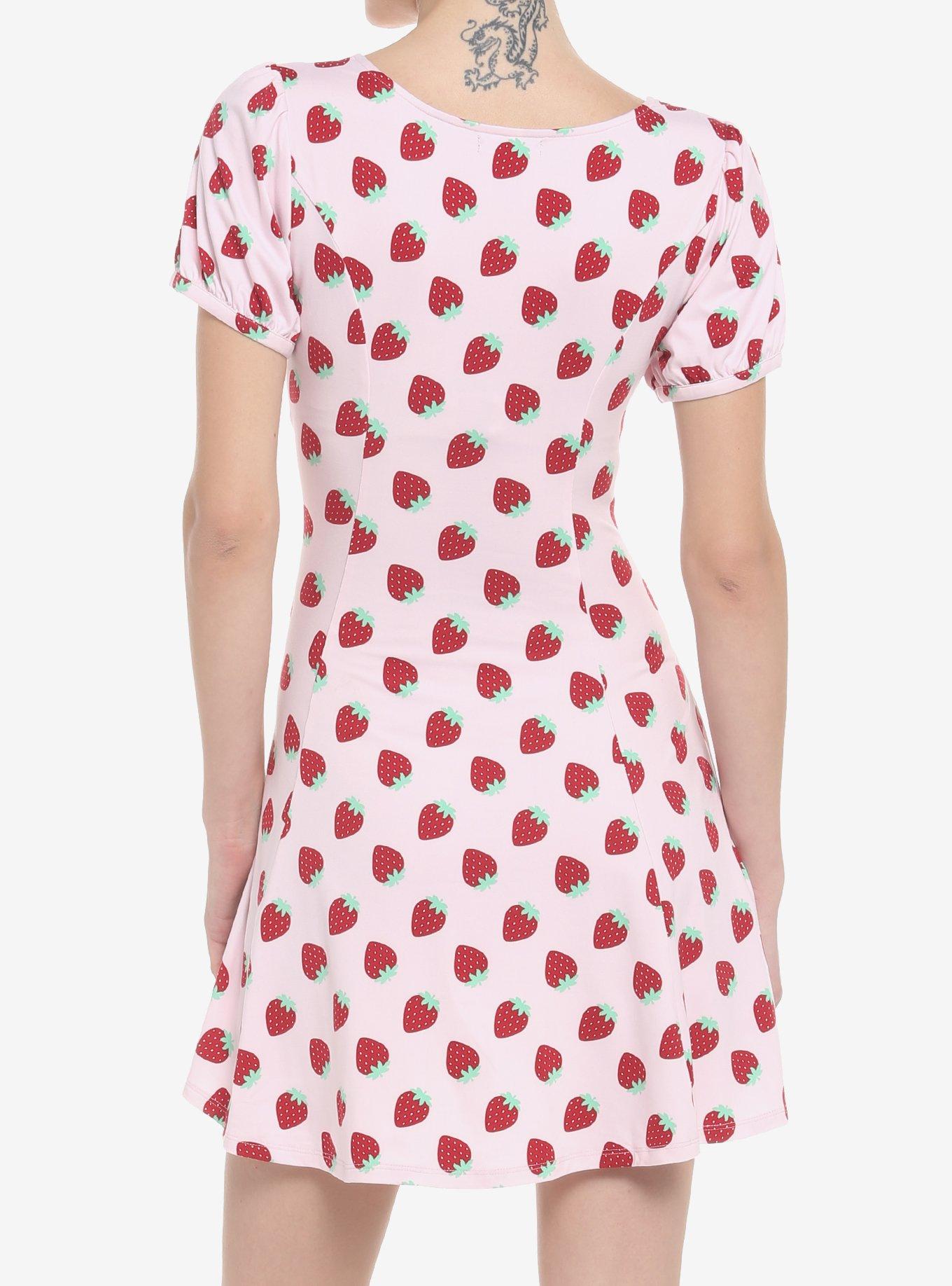 Strawberry Empire Waist Dress, PINK, alternate