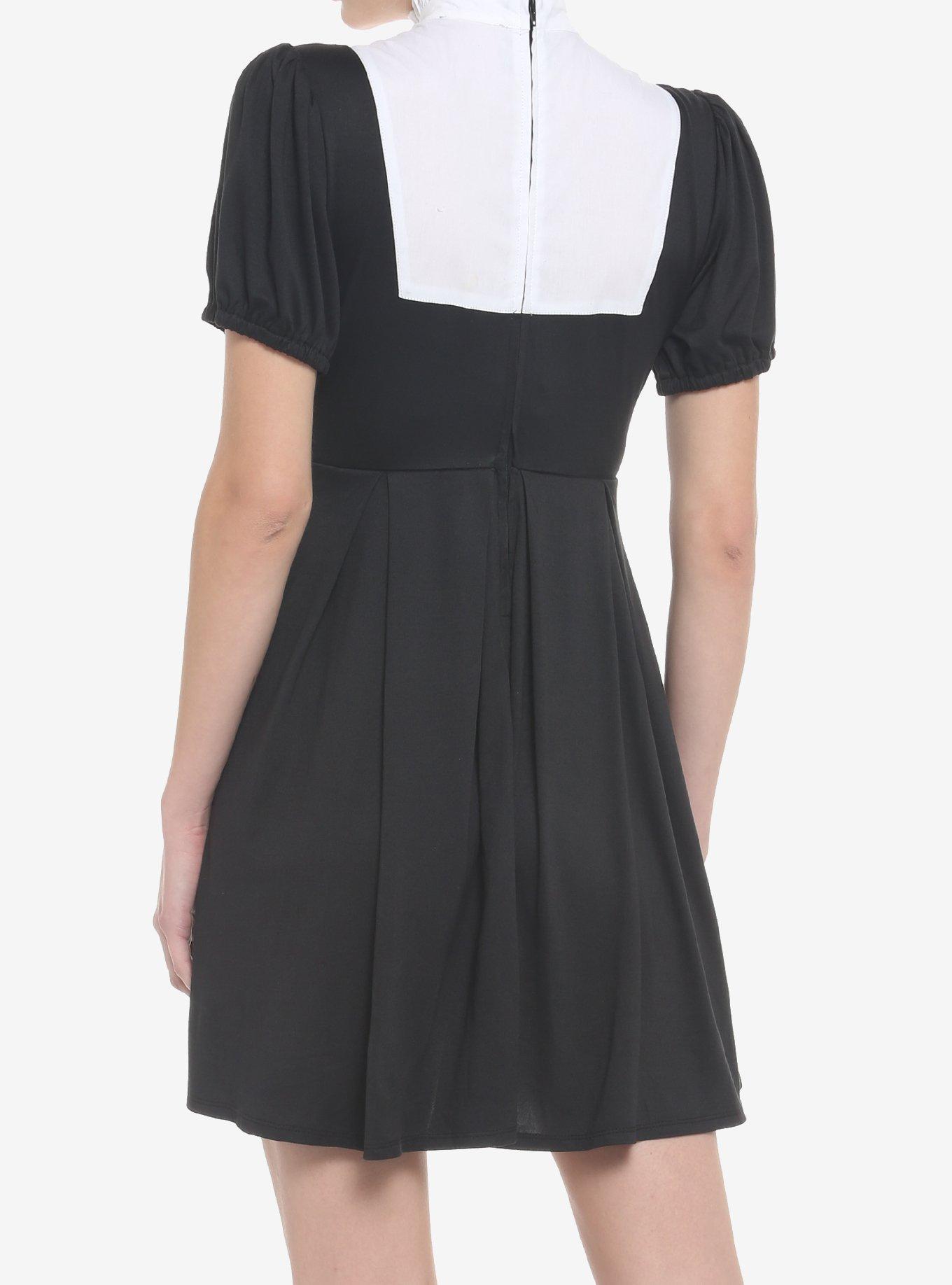 Black Heart Cutout High-Collar Dress, BLACK, alternate