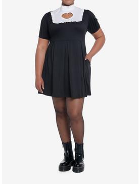 Plus Size Sweet Society Black Heart Cutout High-Collar Dress Plus Size, , hi-res