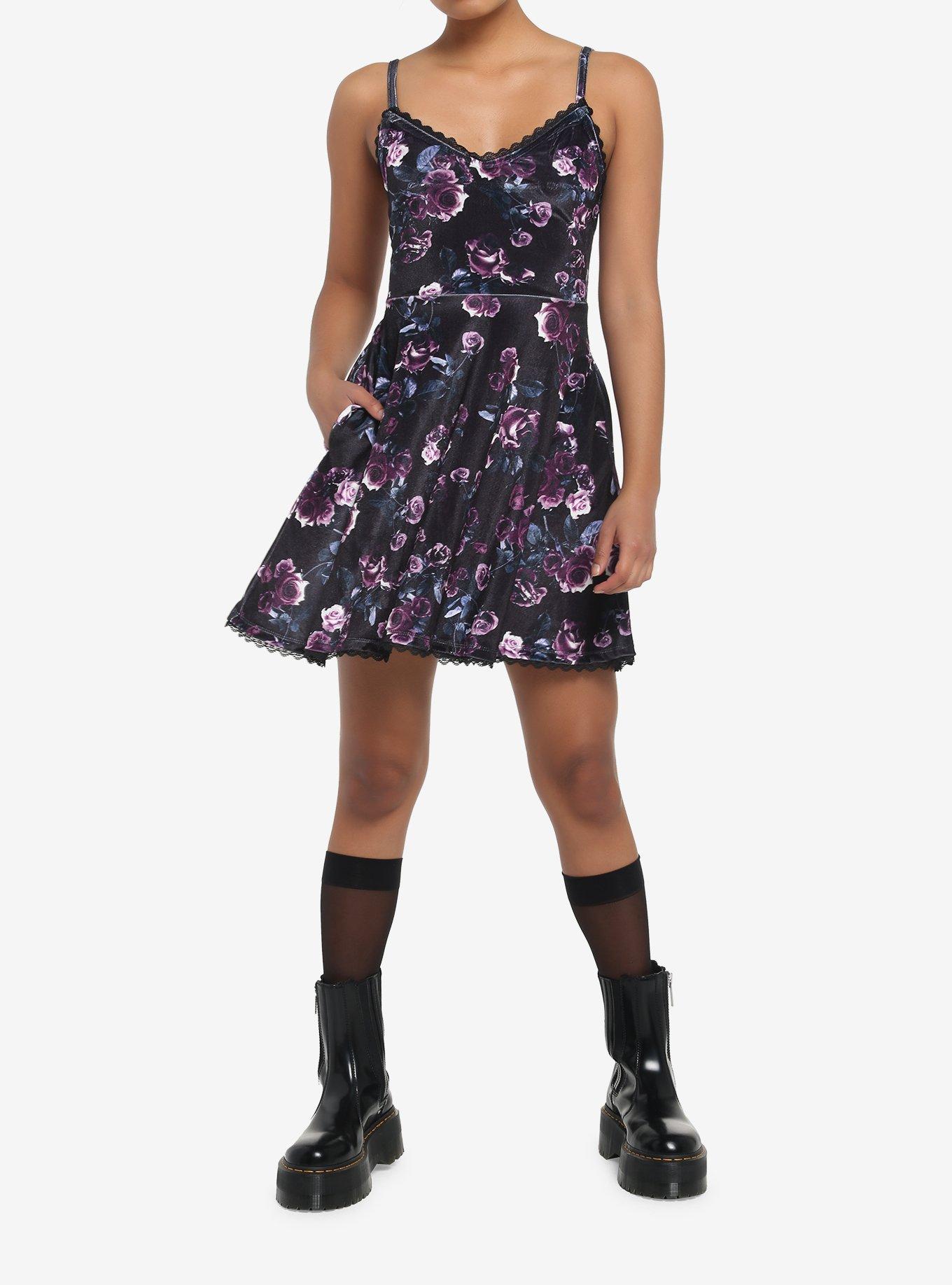 Dark Rose Velvet Cami Dress, FLORAL - MULTI, alternate