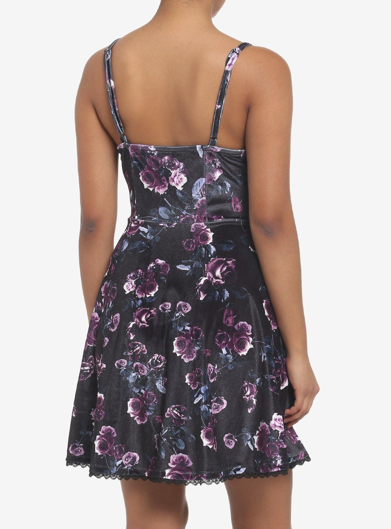 Dark Rose Velvet Cami Dress, FLORAL - MULTI, alternate
