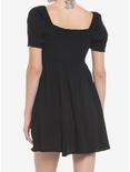 Black Smocked Mini Dress, BLACK, alternate