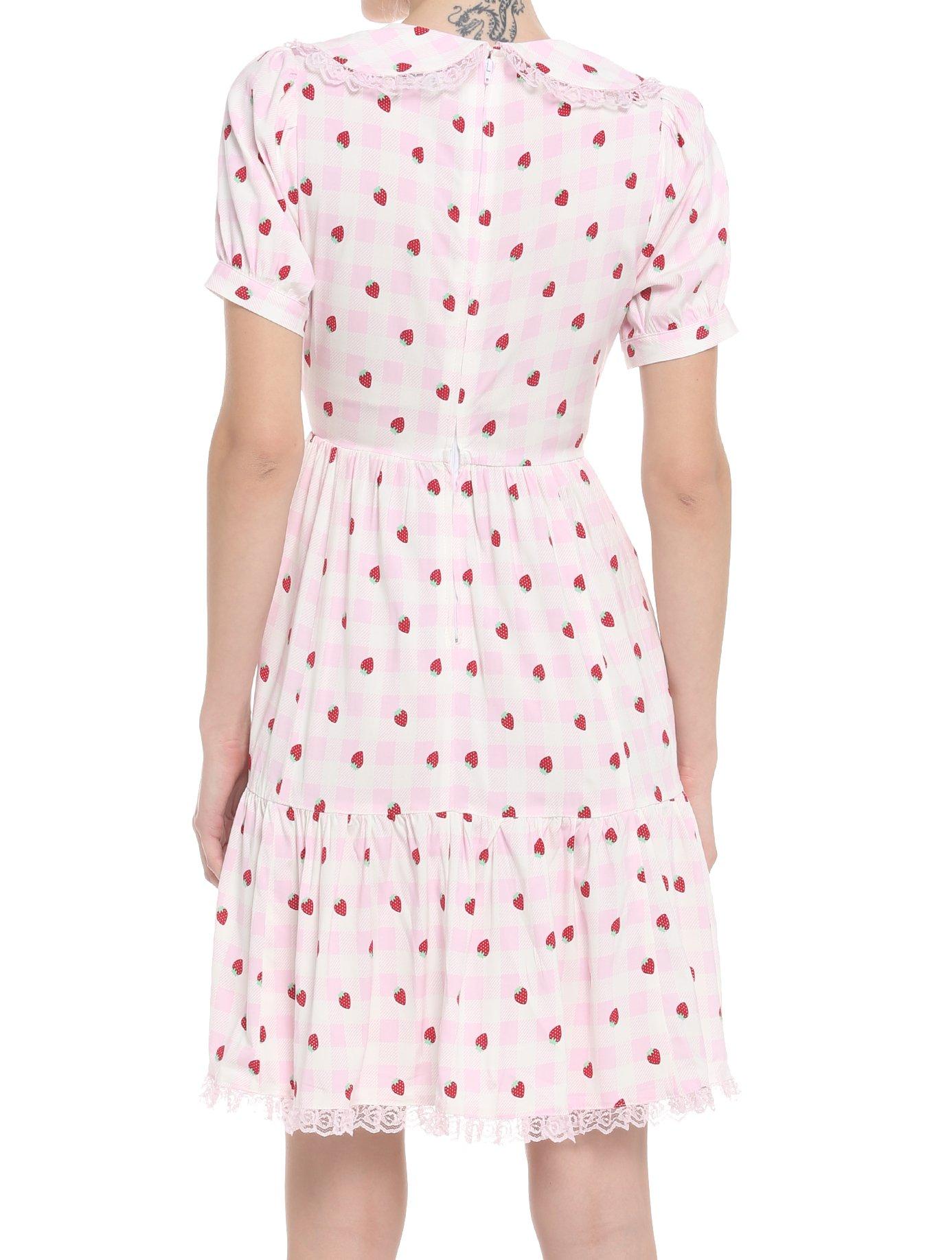 Strawberry Gingham Collar Dress, GINGHAM PLAID, alternate