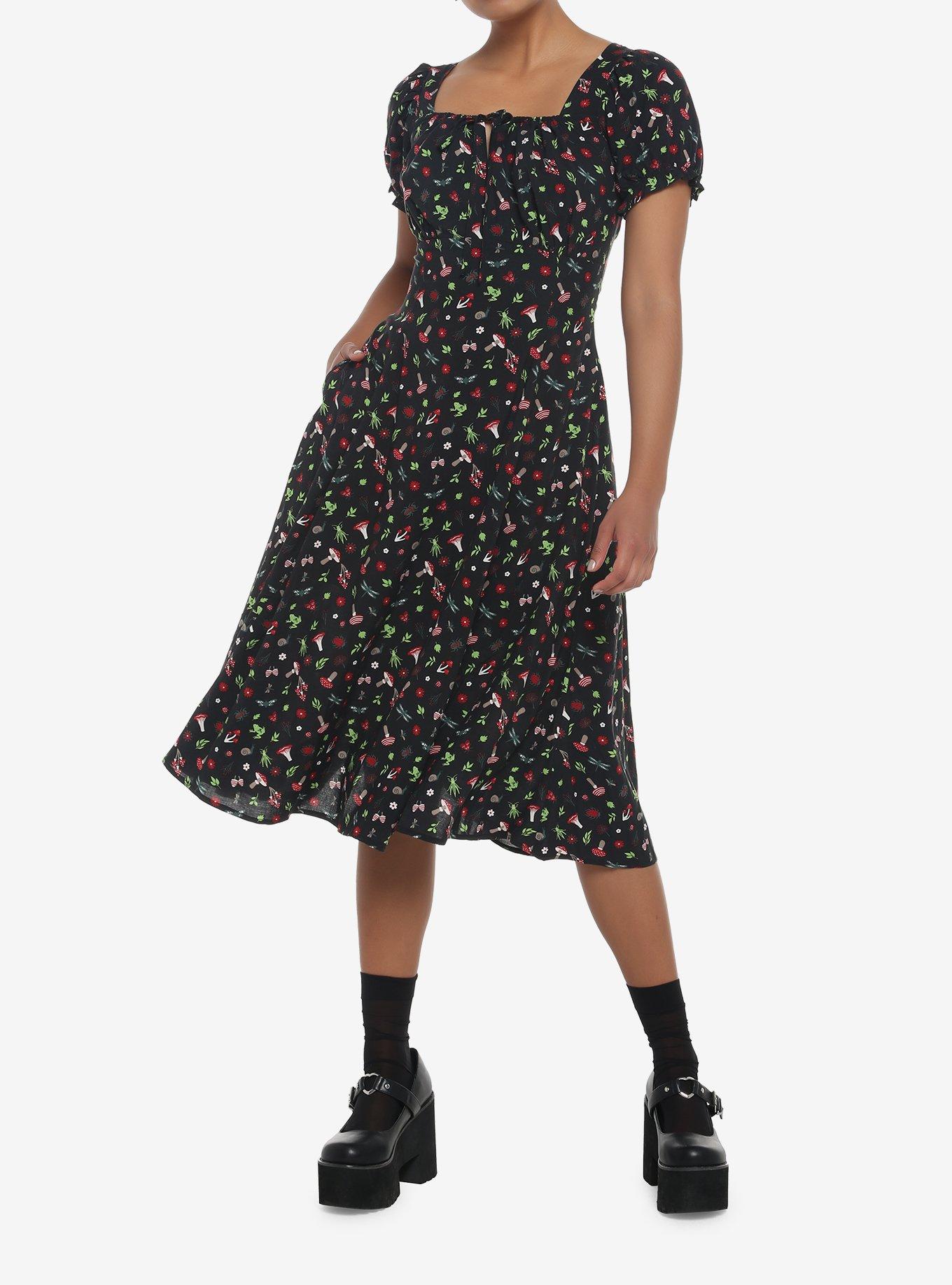 Cottage Critters Empire Midi Dress, MULTI, alternate