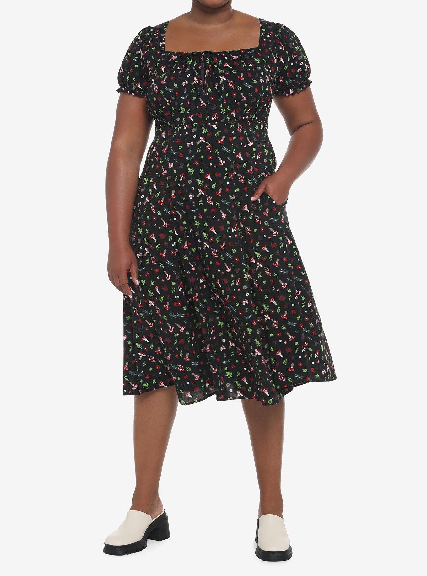 Cottage Critters Empire Midi Dress Plus Size, MULTI, alternate