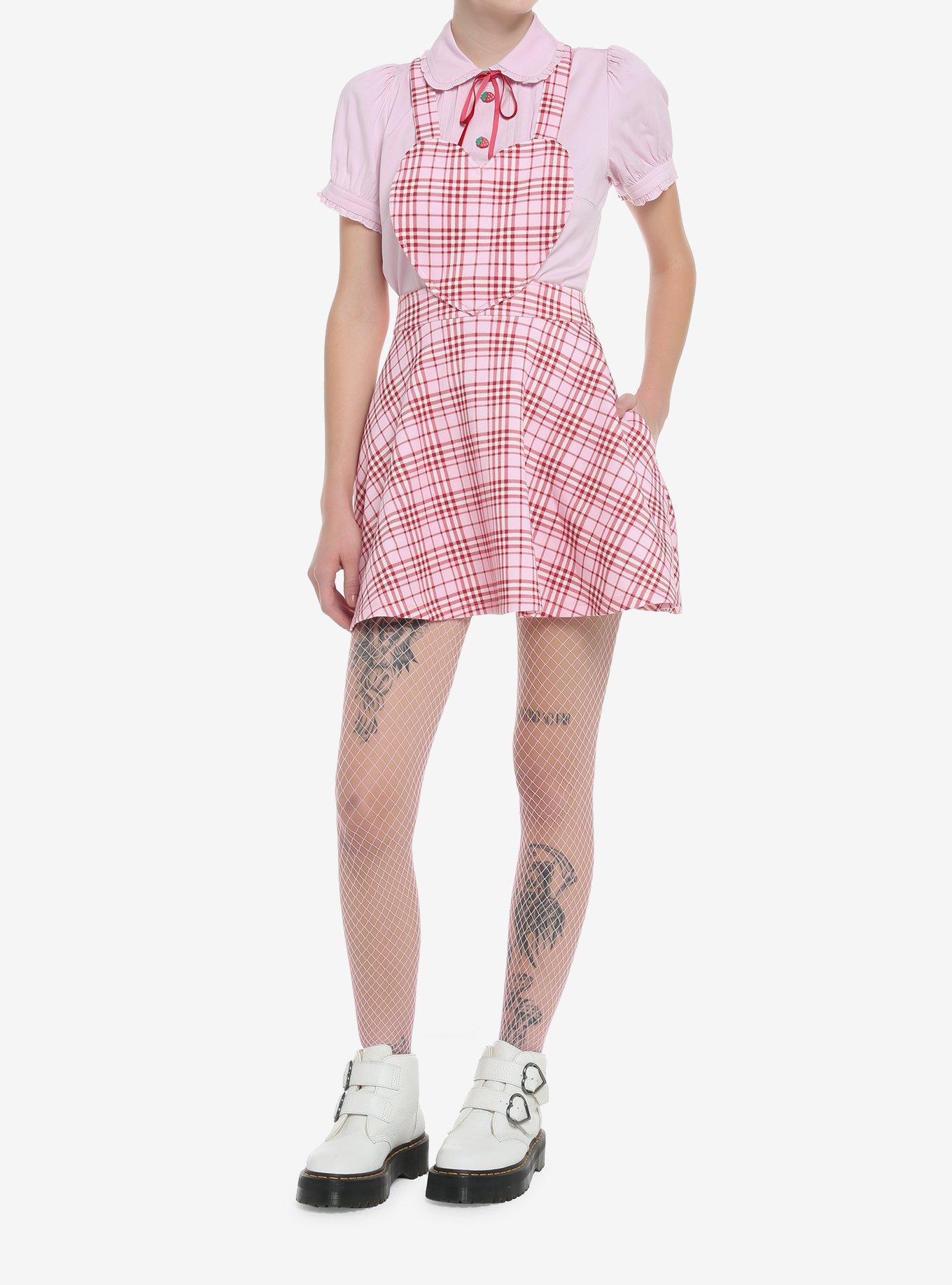 Pink & Red Plaid Heart Skirtall, PLAID - PINK, alternate
