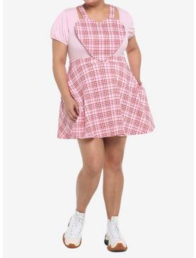 Plus Size Pink & Red Plaid Heart Skirtall Plus Size, , hi-res