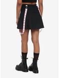 Pink Grommet Suspender Pleated Skirt, BLACK, alternate