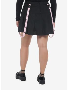 Pink Grommet Suspender Pleated Skirt Plus Size, , hi-res