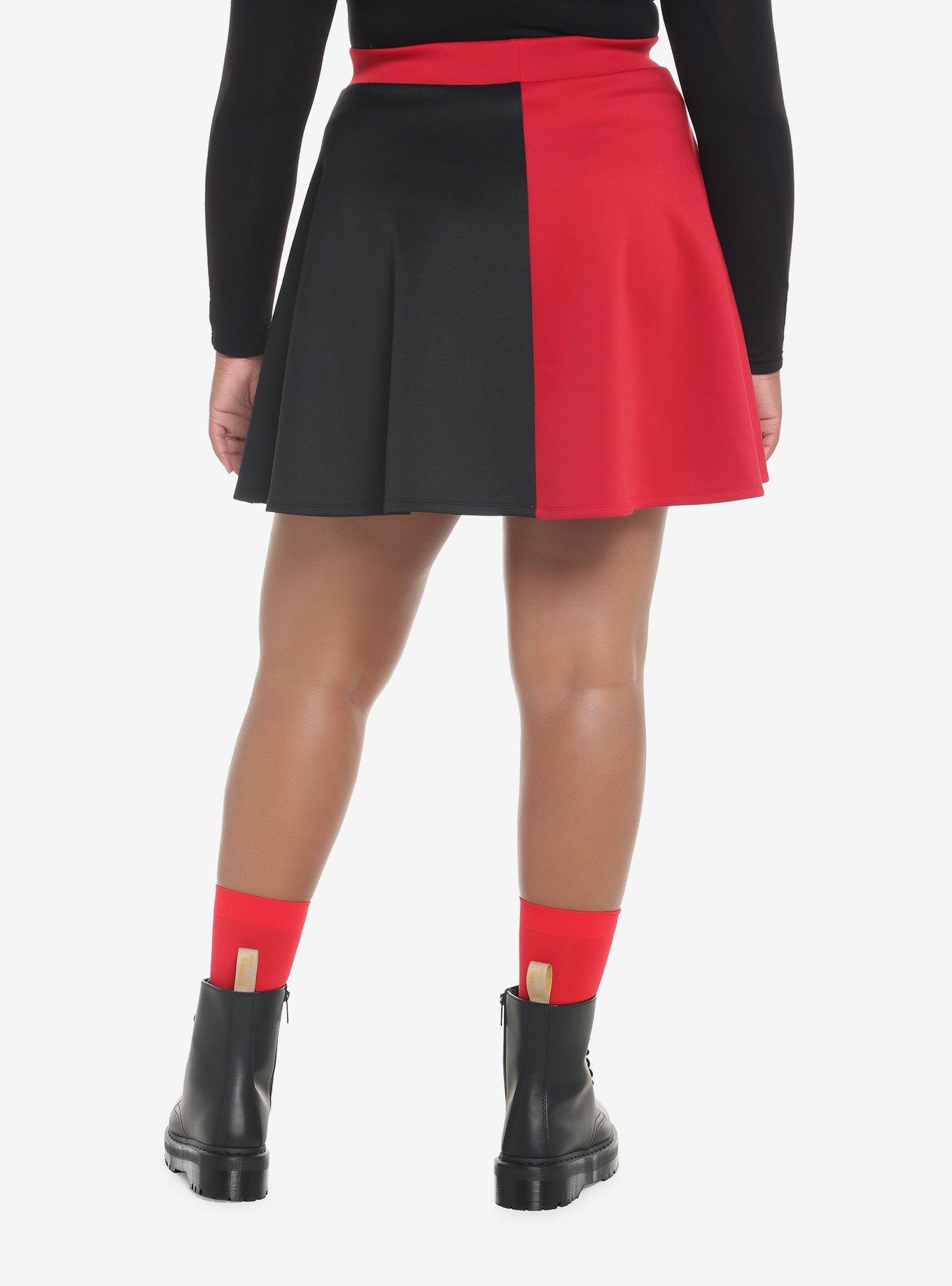 Red & Black Split Lace-Up Skirt Plus Size, RED, alternate