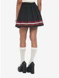 Red & White Varsity Stripe Pleated Skirt, BLACK, alternate