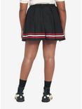 Red & White Varsity Stripe Pleated Skirt Plus Size, BLACK, alternate