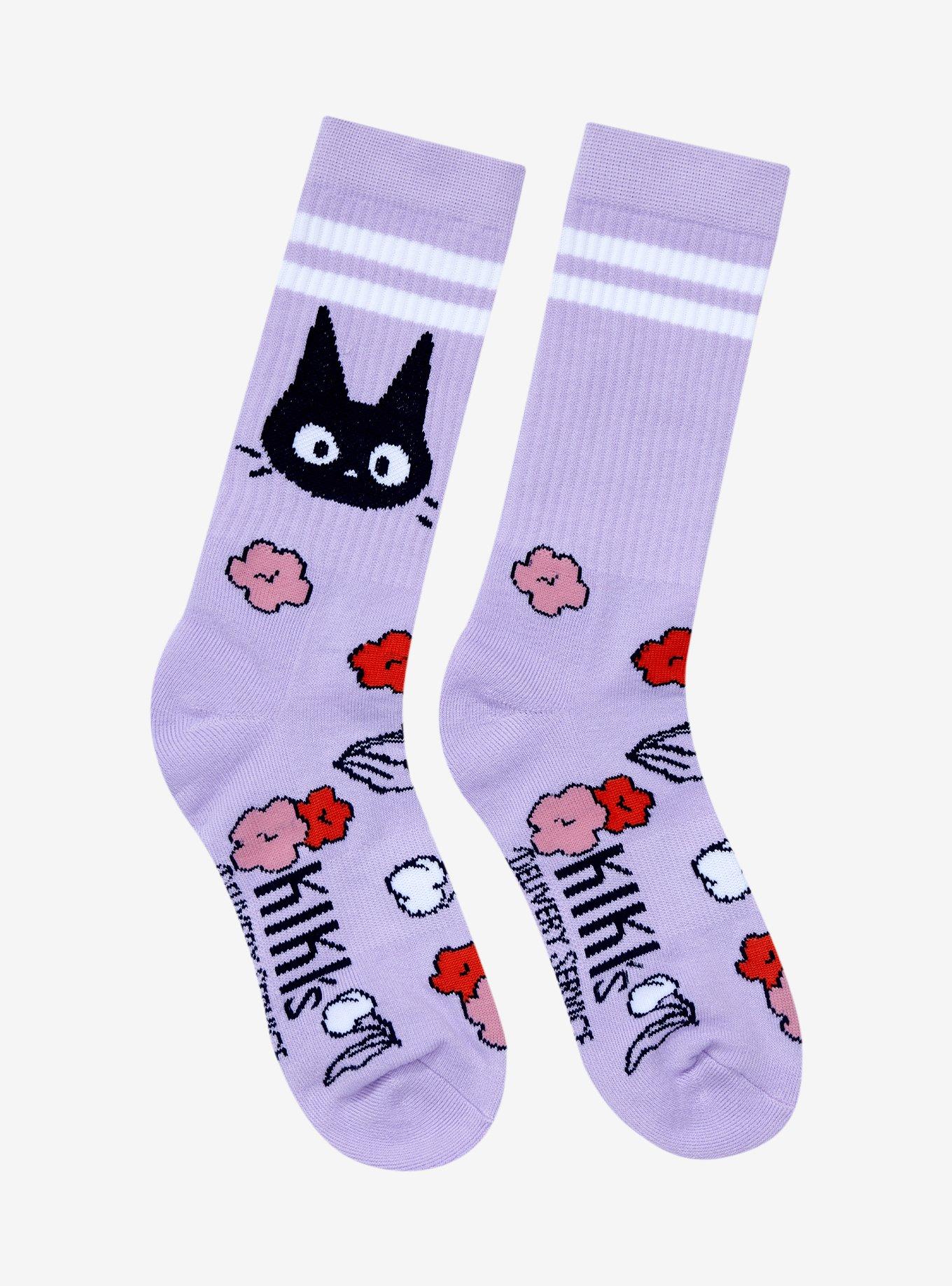 Studio Ghibli Kiki's Delivery Service Jiji Flowers Crew Socks, , alternate