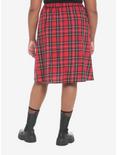 Red Plaid Midi Skirt Plus Size, PLAID - RED, alternate