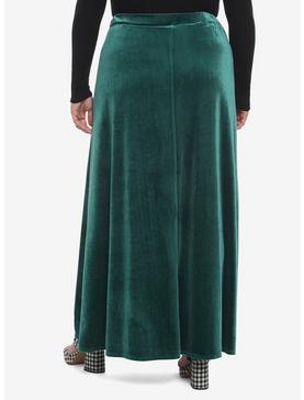 Green Velvet Maxi Skirt Plus Size, , hi-res