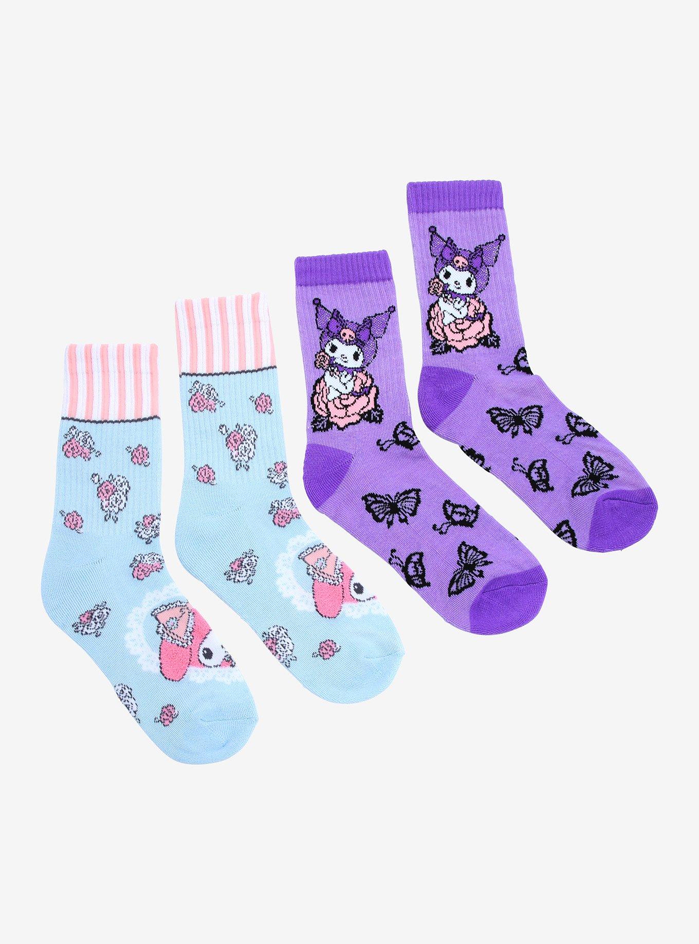 My Melody & Kuromi Roses Crew Socks 2 Pair, , alternate
