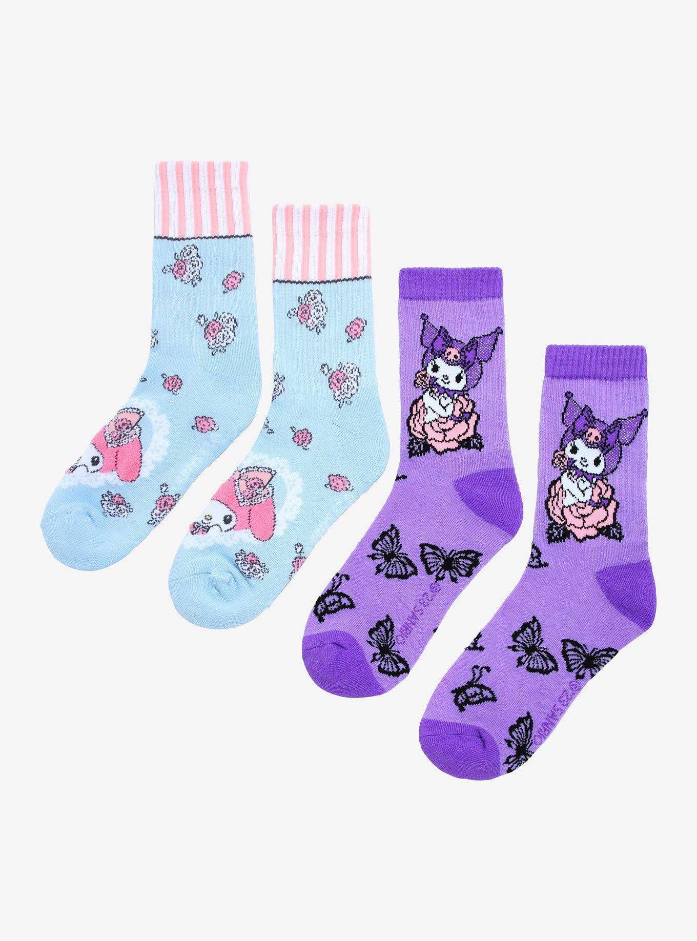 My Melody & Kuromi Roses Crew Socks 2 Pair, , alternate