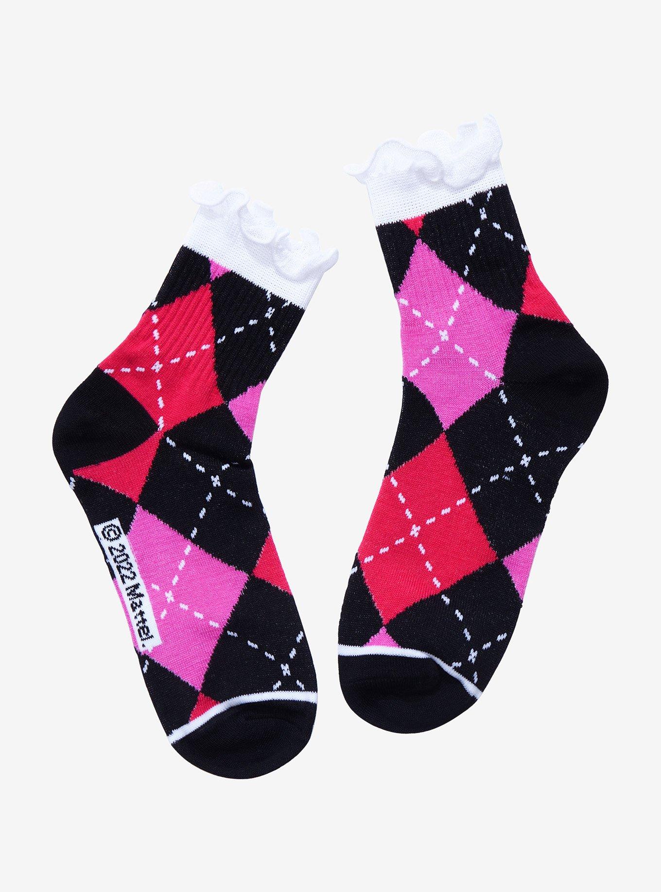 Monster High Argyle Ruffle Ankle Socks, , alternate