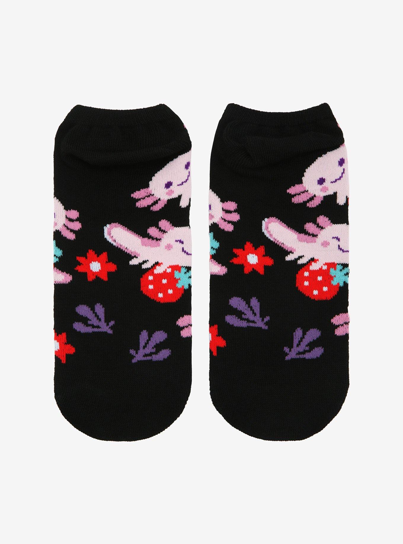 Axolotl Strawberry No-Show Socks, , alternate