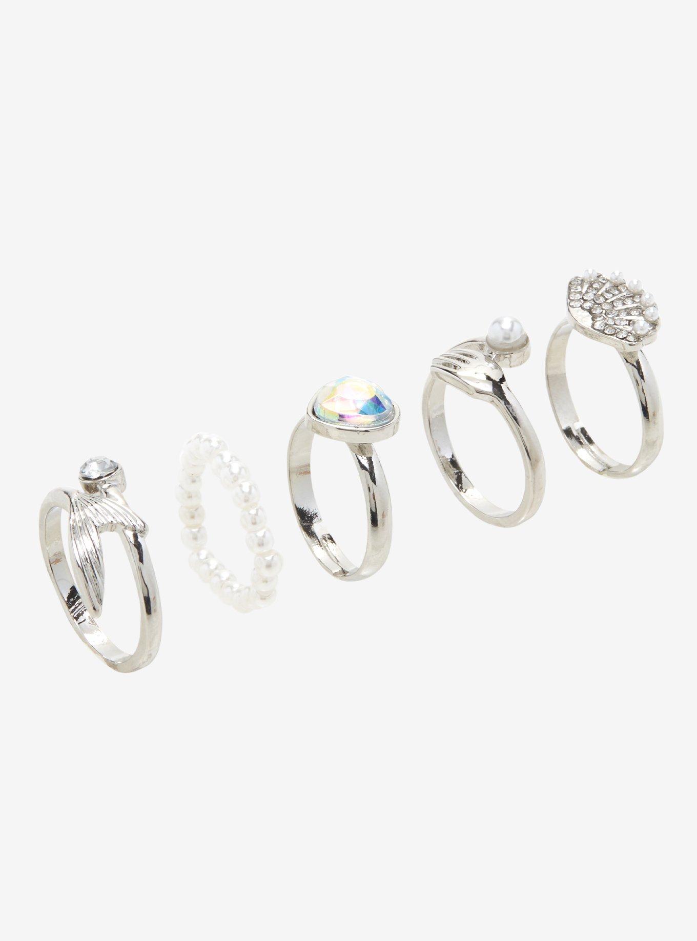 Disney The Little Mermaid Pearl Ring Set, , alternate
