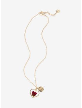 Disney Beauty And The Beast Heart Pressed Flower Necklace, , hi-res