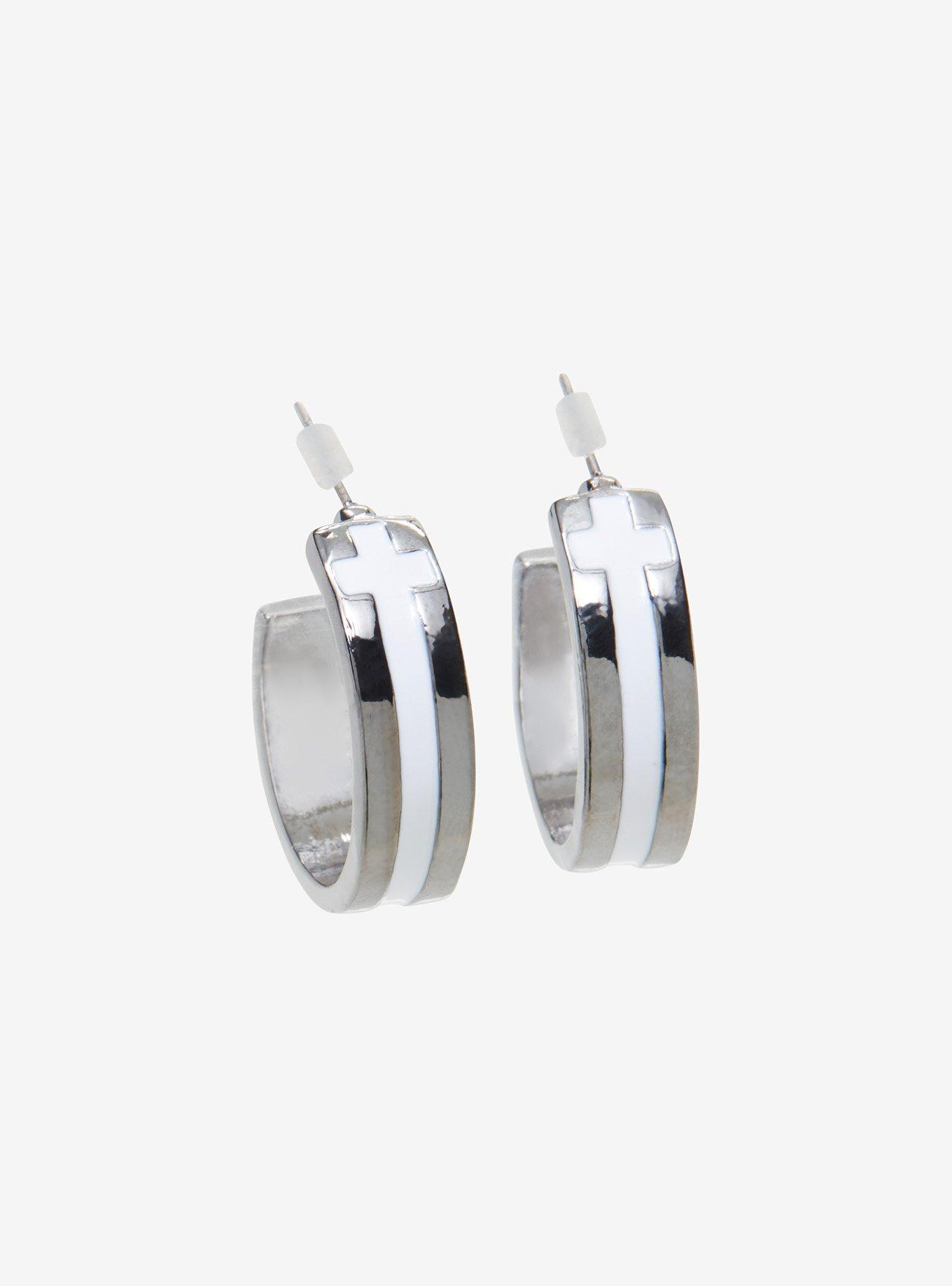 Tokyo Revengers Takashi Cross Huggie Hoop Earrings, , alternate