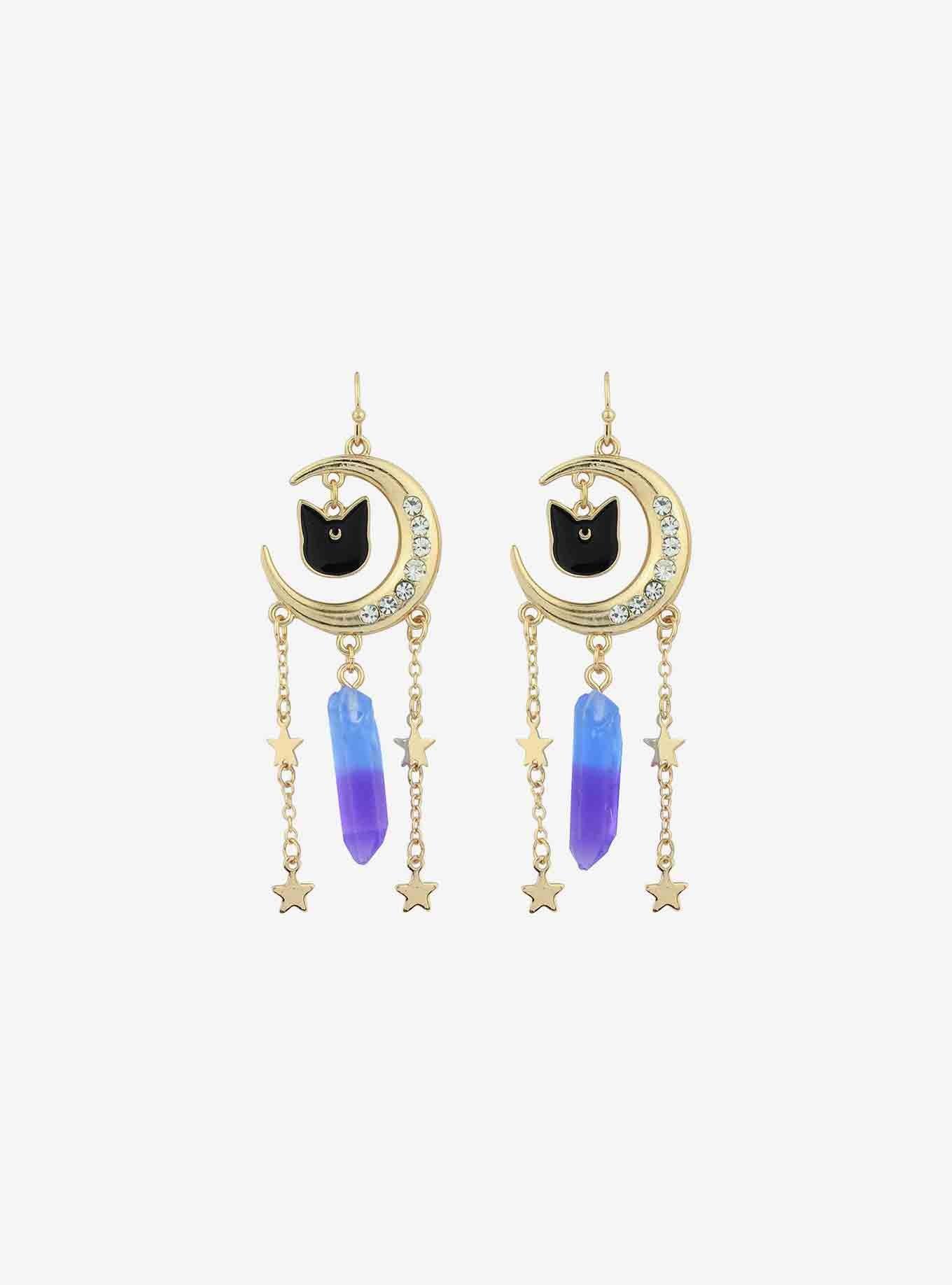 Sailor Moon Luna Crystal Celestial Drop Earrings, , alternate