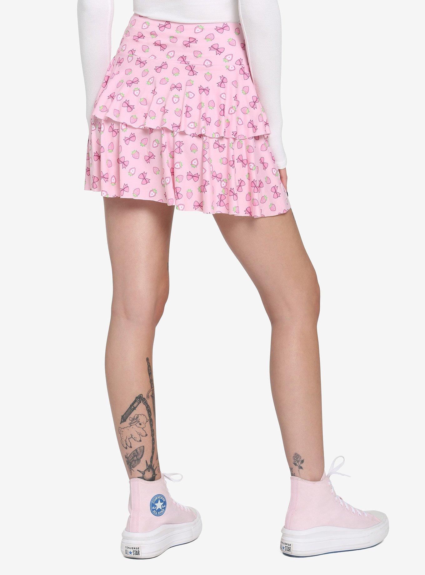 Stawberries & Bows Tiered Skirt, MULTI, alternate
