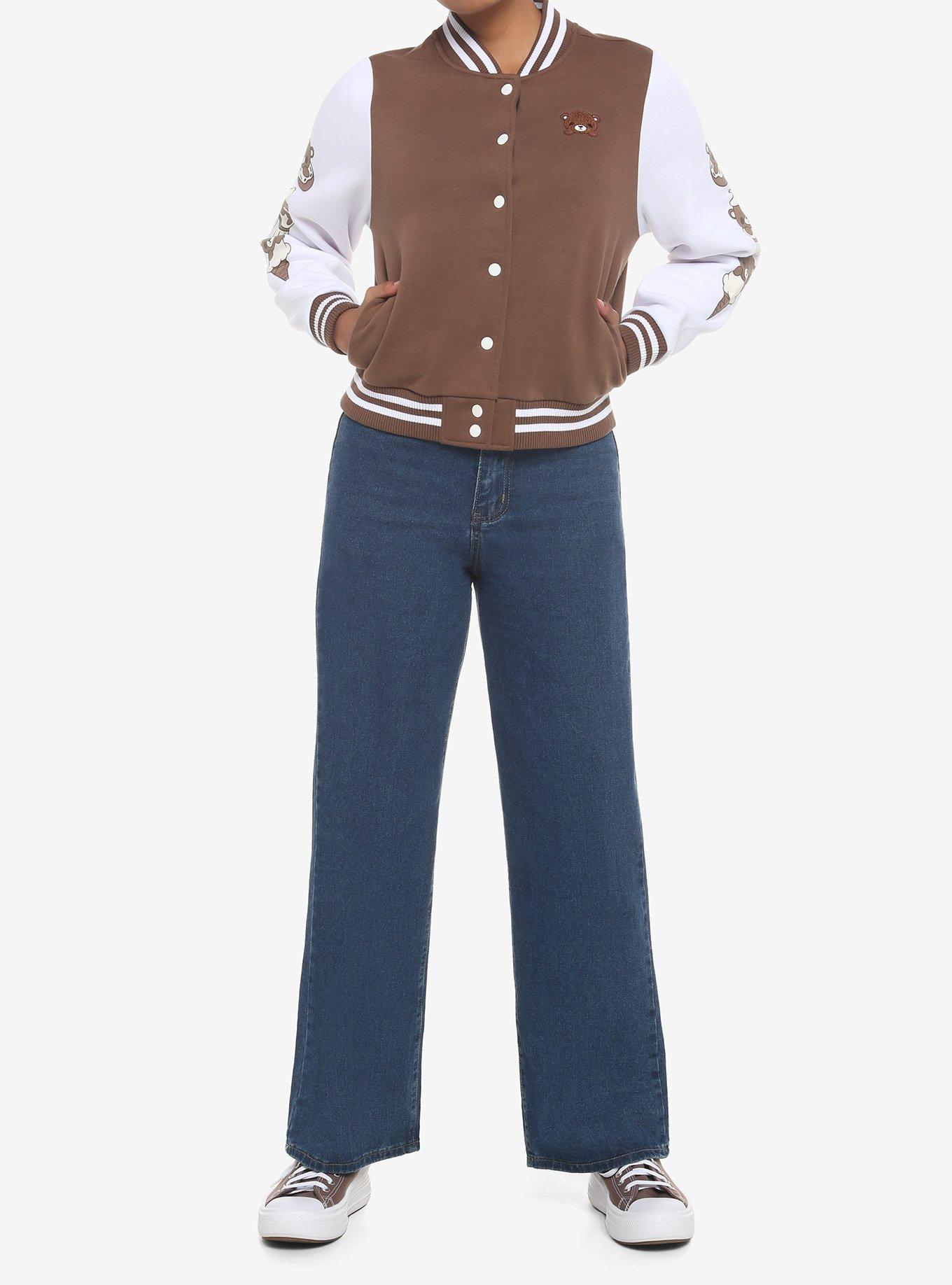 Teddy Bear Desserts Girls Varsity Jacket, BROWN, alternate