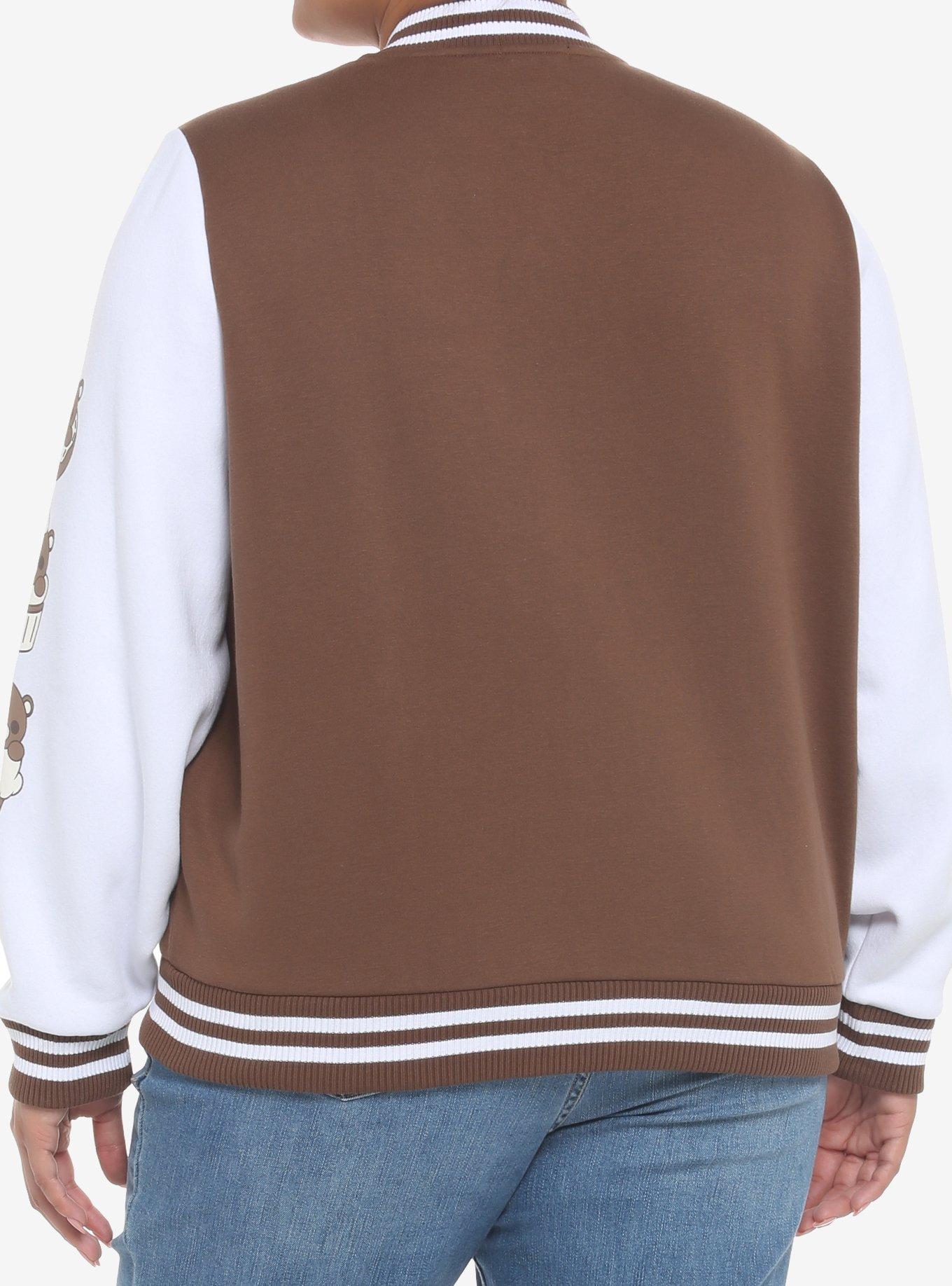 Teddy Bear Desserts Girls Varsity Jacket Plus Size, BROWN, alternate