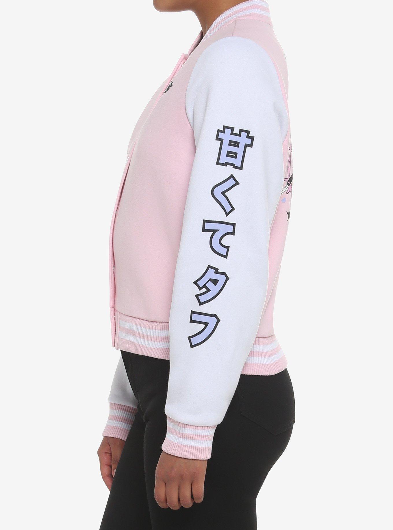 Kawaii Goth Pastel Girls Varsity Jacket, PINK, alternate
